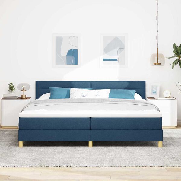 vidaXL Boxspringbed met matras met matras Blauw 200 x 200 cm Stof