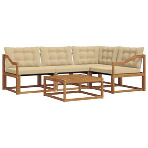 vidaXL Buiten bankenset met kussen 5 pcs Natuurlijk en Beige