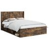 vidaXL Bedframe met opbergruimte en hoofdbord Gerookt eiken