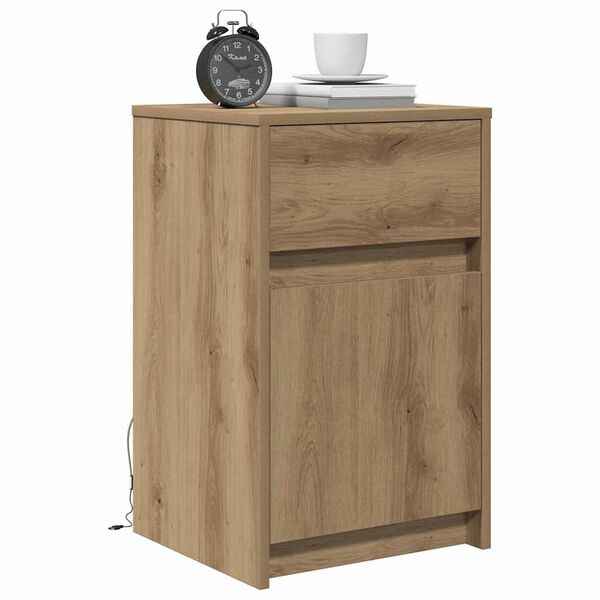 vidaXL LED Bedside Kast 2 pcs artisanaal eikenkleurig 38 x 34 x 61 cm