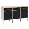 vidaXL Werk kast met lade 3 st Zwart en Grijs 150 x 55 x 85 cm