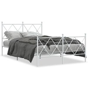vidaXL Bedframe met hoofd- en voeteneinde metaal wit 120 x 190 cm