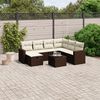 vidaXL 8-delige Loungeset met kussens poly rattan bruin
