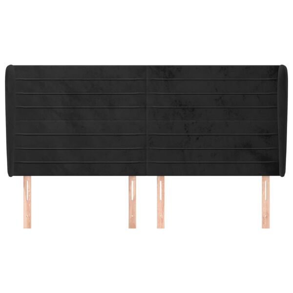 vidaXL Hoofdbord met randen 203x23x118/128 cm fluweel zwart