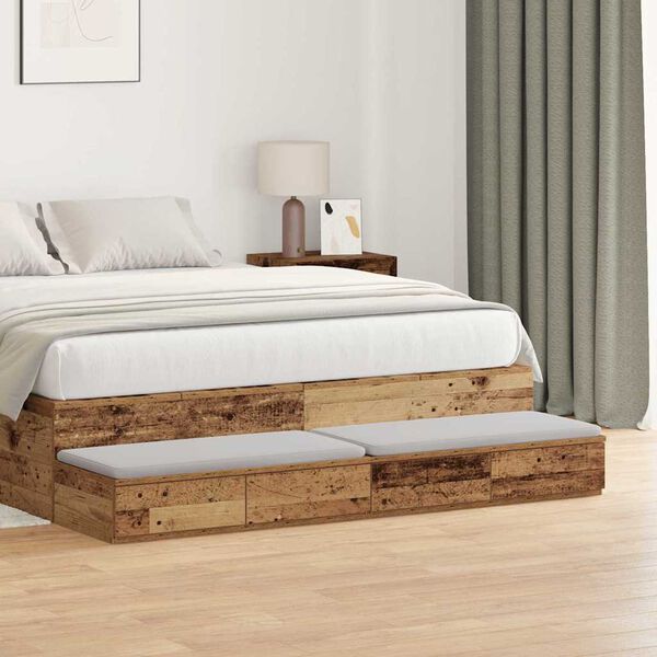 vidaXL Bedlades met lade Oudhout 135 x 36,5 x 16,5 cm Bewerkt hout