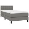 vidaXL Boxspring met matras en LED stof donkergrijs 100x200 cm