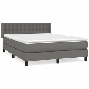 vidaXL Boxspring met matras kunstleer grijs 140x190 cm