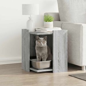 vidaXL Kattenbakkast 42x42x51 cm bewerkt hout grijs sonoma eikenkleur