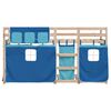 vidaXL Stapelbed met gordijnen 75x190 cm massief grenenhout blauw