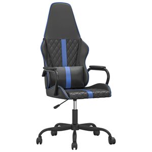 vidaXL Massage gamestoel kunstleer zwart en blauw