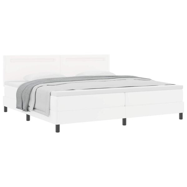 vidaXL Boxspringbed met matras met LED Wit 200 x 200 cm Kunstleer