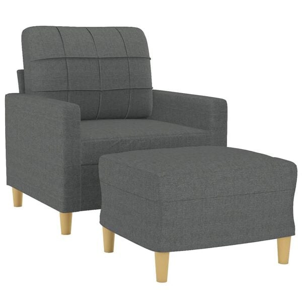 vidaXL Fauteuil met voetenbank 60 cm stof donkergrijs