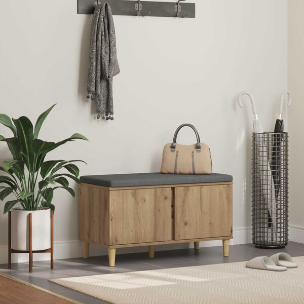 vidaXL Halbank met kussen met opslag Artisan Eiken 80 x 38 x 46 cm