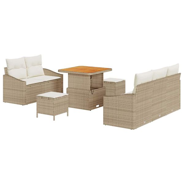 vidaXL Tuin Sofa Set met kussen met opslag 8 pcs Beige en Cr&egrave;me