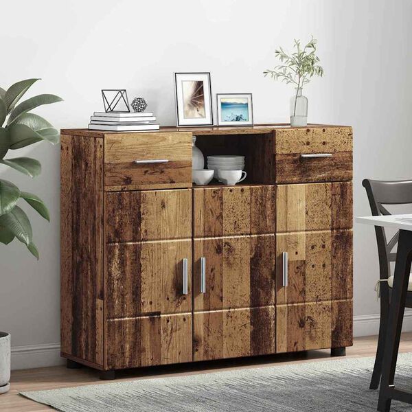 vidaXL Houten Kast met lade Oudhout 88,5 x 30,5 x 73 cm Bewerkt hout