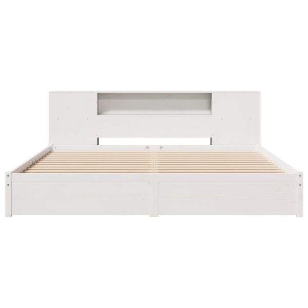 vidaXL Bed met boekenkast zonder matras grenenhout wit 180x200 cm