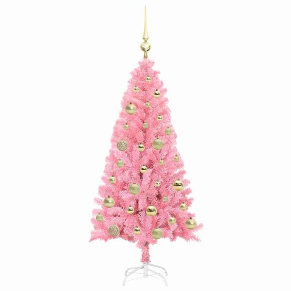 vidaXL Kerstboom met 150 LED met standaard Roze 120 cm PVC