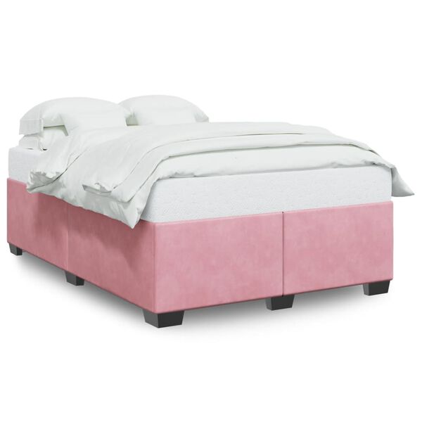 vidaXL Bedframe fluweel roze 140x190 cm