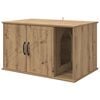 vidaXL Kattenhuis Artisanaal eiken 85 x 55 x 50,5 cm Bewerkt hout