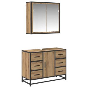 vidaXL Badkamermeubelset met lade 2 pcs Artisan Eiken Bewerkt hout