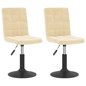 vidaXL Eetkamerstoelen draaibaar 2 st fluweel cr&egrave;mekleurig