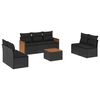 vidaXL 8-delige Loungeset met kussens poly rattan zwart