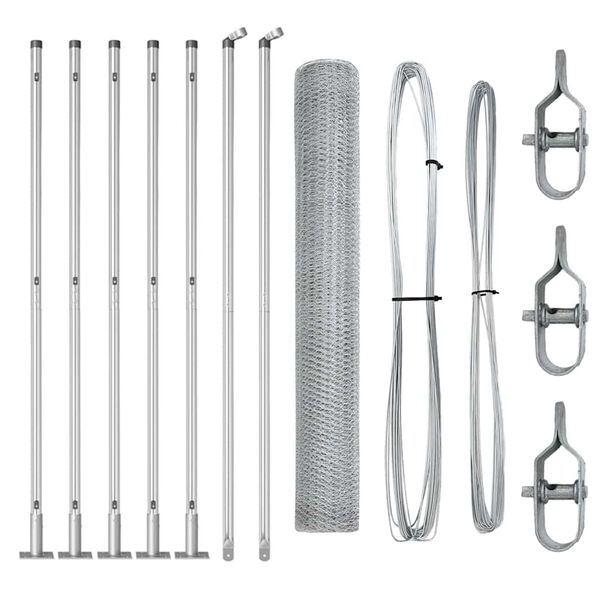 vidaXL Afrasteringspaal Zilver 10 x 0,8 m (13 mm gaas) Staal