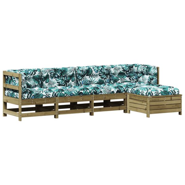 vidaXL 5-delige Loungeset met kussens ge&iuml;mpregneerd grenenhout