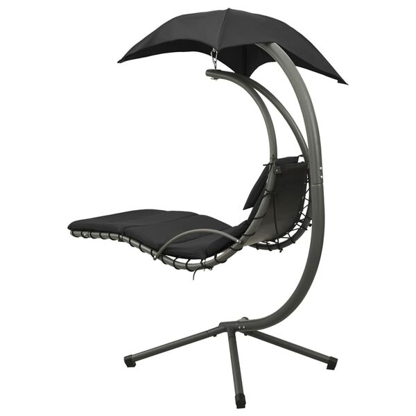 vidaXL Tuinschommelstoel 190x90x200 cm stof zwart en grijs