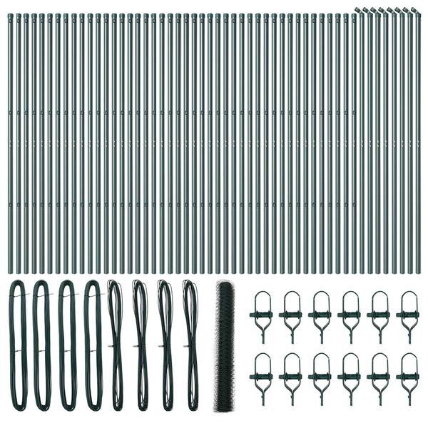 vidaXL Afrasteringspaal Groen 100 x 1,2 m (36 mm gaas) Staal en PVC