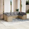 vidaXL 9-delige Loungeset met kussens poly rattan gemengd beige
