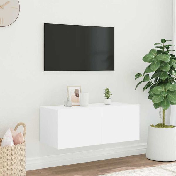 vidaXL Tv-wandmeubel met LED-verlichting 80x35x31 cm wit