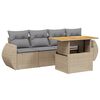 vidaXL 5-delige Loungeset met kussens poly rattan beige