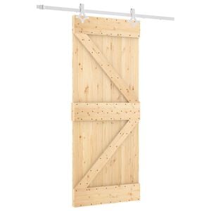 vidaXL Schuifdeur Natuurlijk en Wit 85 x 210 cm Massief Grenenhout