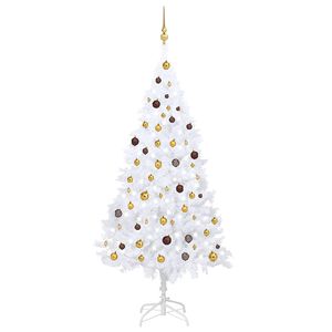 vidaXL Kunstkerstboom met verlichting en kerstballen 210 cm PVC wit