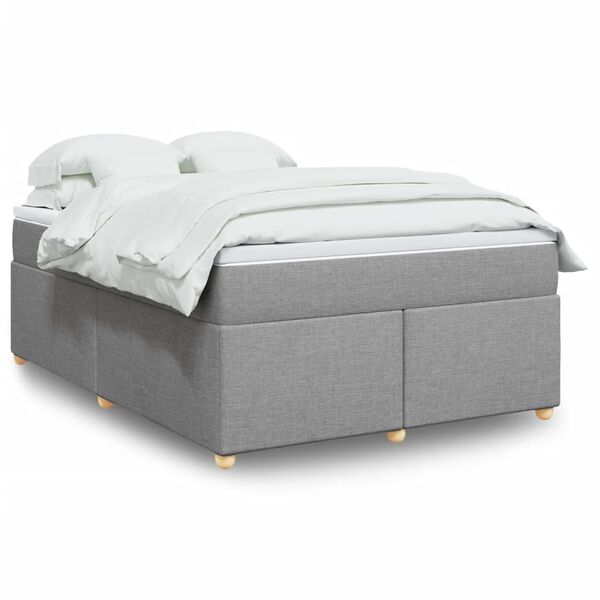 vidaXL Boxspring met matras stof lichtgrijs 140x200 cm