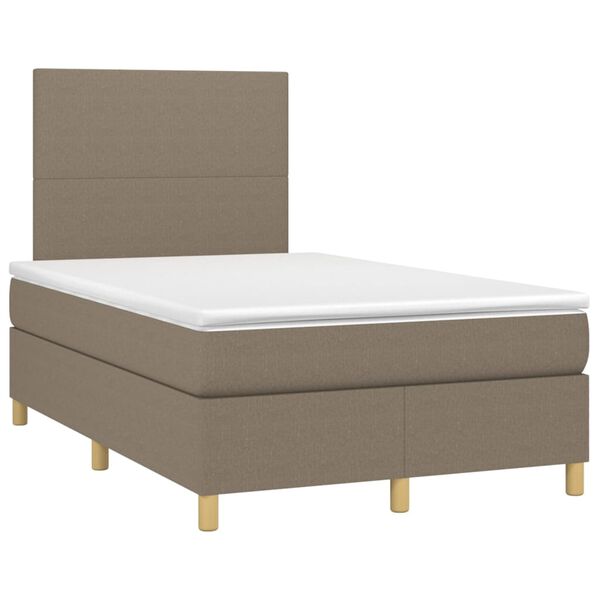 vidaXL Boxspring met matras en LED stof taupe 120x200 cm