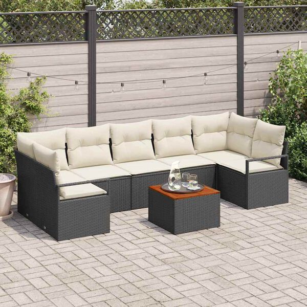 vidaXL Tuin Sofa Set 8 pcs Zwart en wit