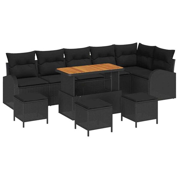 vidaXL Tuin Sofa Set met kussen met opslag met kussen 10 pcs Zwart