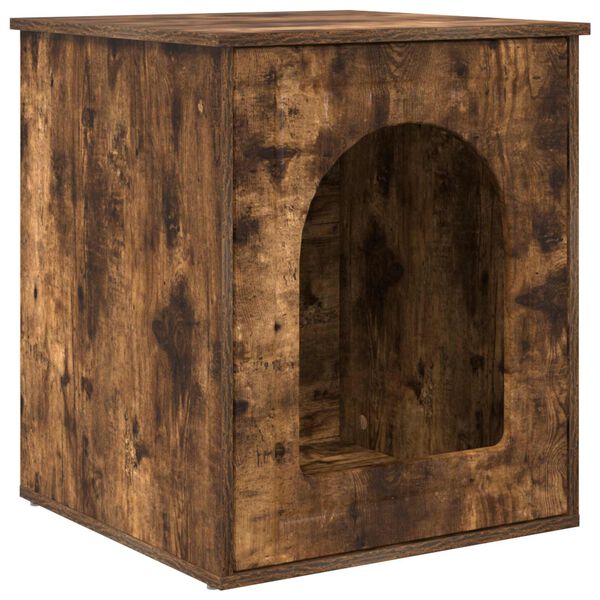 vidaXL Kattenhuis Gerookt eiken 53 x 52 x 62 cm Bewerkt hout