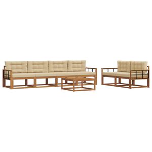 vidaXL Buiten bankenset met kussen 7 pcs Natuurlijk en Beige