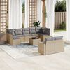vidaXL 10-delige Loungeset met kussens poly rattan beige