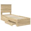 vidaXL Bedframe Sonoma Eiken en Zilver 70 x 190 cm Bewerkt hout