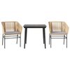 vidaXL 3-delige Tuinset met kussens poly rattan glas bruin