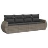 vidaXL 4-delige Loungeset met kussens poly rattan grijs