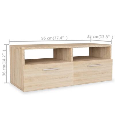 vidaXL Tv-meubels 2 st 95x35x36 cm bewerkt hout eikenkleurig