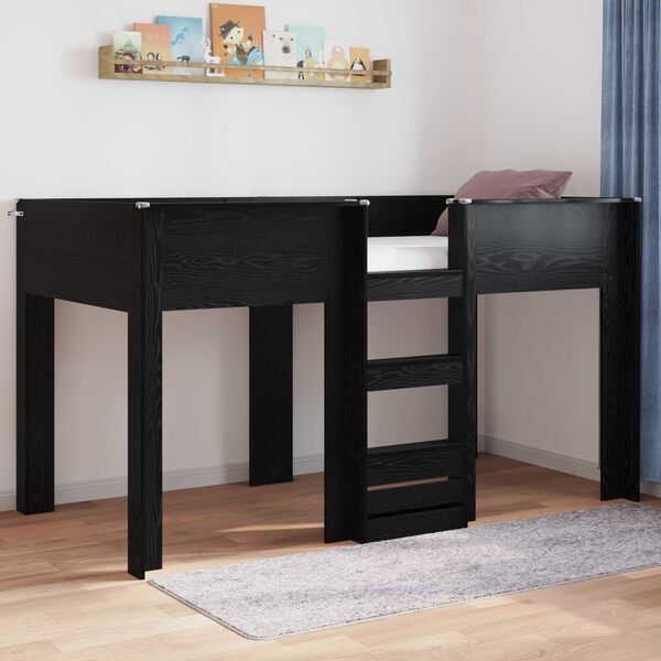 vidaXL Bunk Bed voor Kinderen Zwart Eiken 100 x 200 cm Bewerkt hout