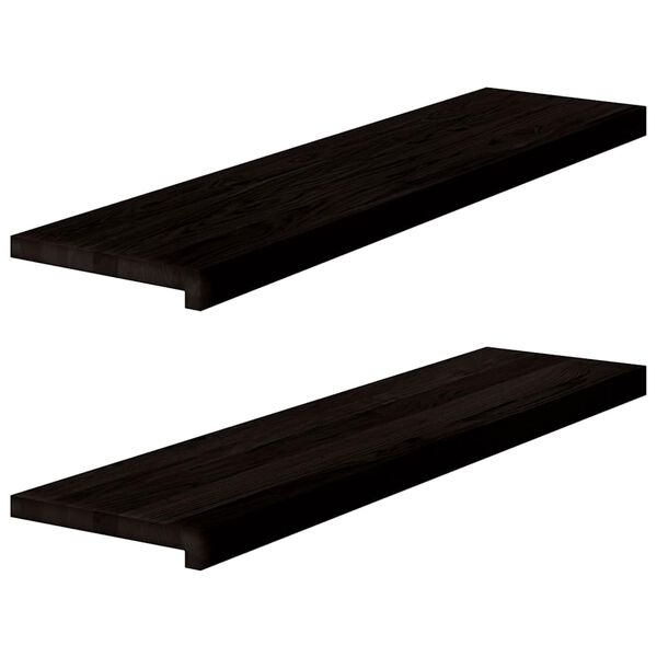 vidaXL Traptreden 2 st 100x30x2 cm massief eikenhout donkerbruin