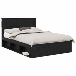 vidaXL Bedframe met hoofdeinde Zwart 150 x 200 cm Massief grenenhout