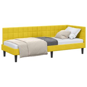 vidaXL Hoekbedframe met hoofdeinde Geel 80 cm x 200 cm Fluweel